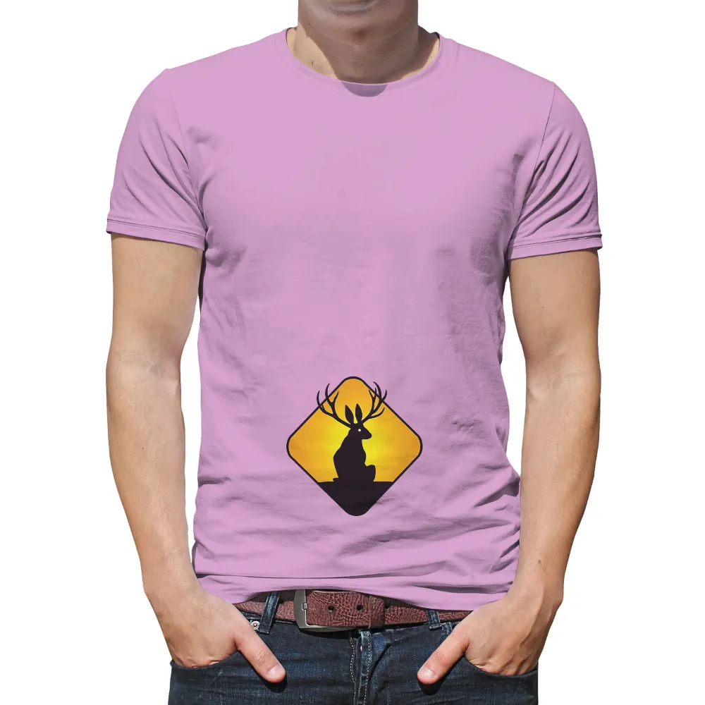 T-Shirts Pattern: Jackalope Silhouette in Yellow Sunset|scary movie yellow shirt