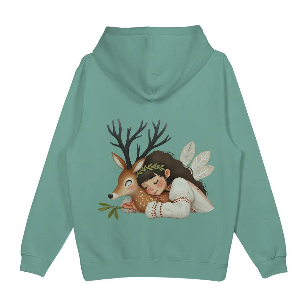 T-Shirts Design: Nature's Harmony - Girl Hugging Deer|peace love camping shirt