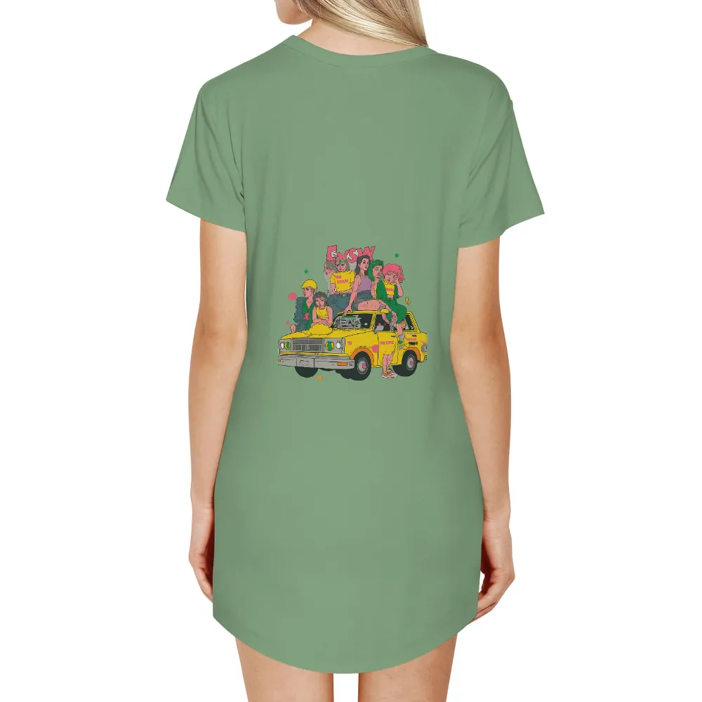 Custom Retro Cyberpunk Friends Taxi Adventure Design|90s style men's t shirts