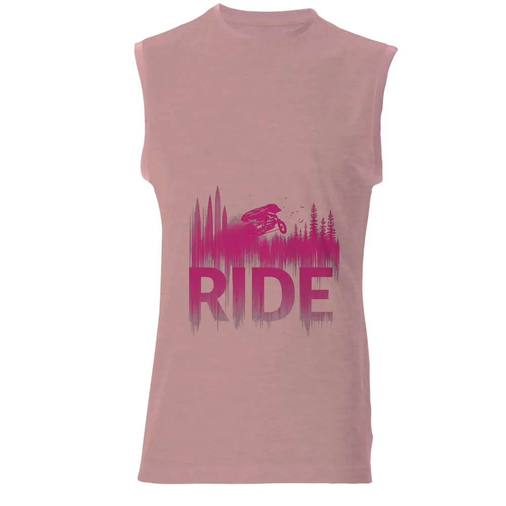 Tee Shirt Printing: Ride Through the Forest - Mountain Biking Adventure|Mountain biker silhouette