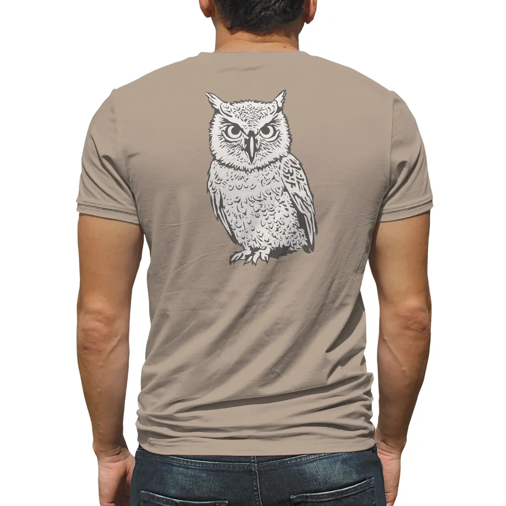 T-Shirts Pattern: Monochrome Owl - Wisdom and Mystery|classic shirts roblox