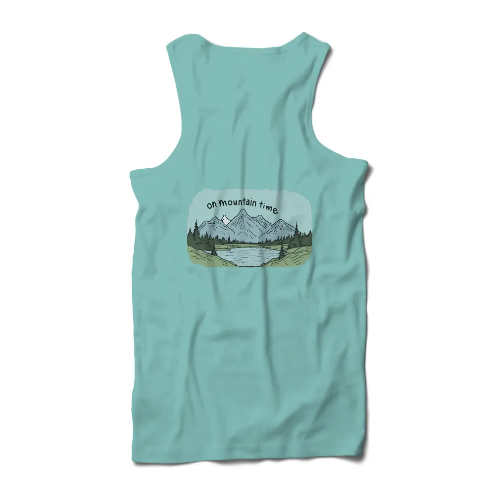 Tee Shirts Printed: On Mountain Time - Embrace Nature's Pace|crystal lake tee shirt