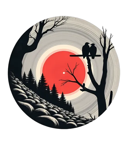 T-Shirt Printing: Serene Red Sun and Birds Silhouette | Artistic Design