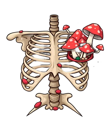 Custom Tee Shirts: Ribcage Mushrooms - Fantasy Art