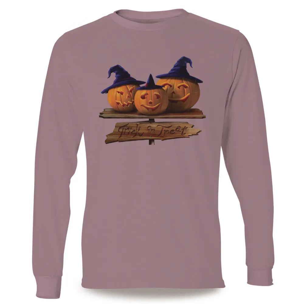 Custom T-Shirt Printing: Trick or Treat Pumpkins in Witch Hats|leg avenue women's casual halloween long sleeve shirt dress