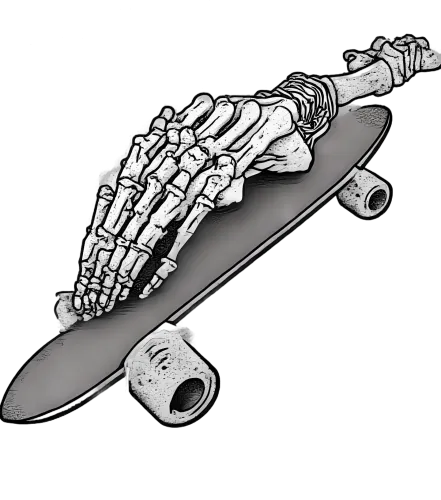 Customized Tee Shirts: Skeleton Grip on Skateboard - Eternal Passion for Skateboarding