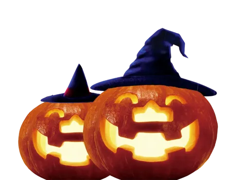 Shirts Graphic Tees: Halloween Pumpkins in Witch Hats - Spooky Fun Adventure