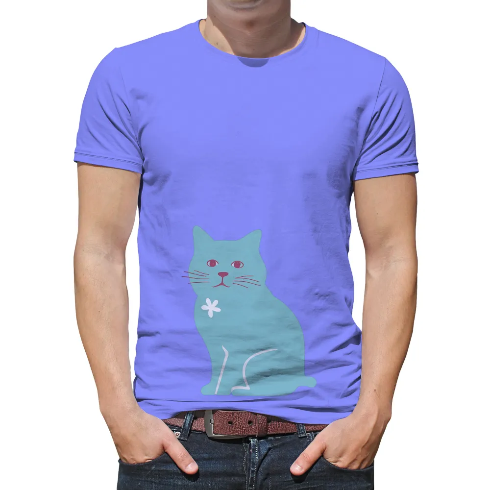 Turquoise Cat T-Shirt Printing - Whimsical Minimalist Design|astros sunset jersey