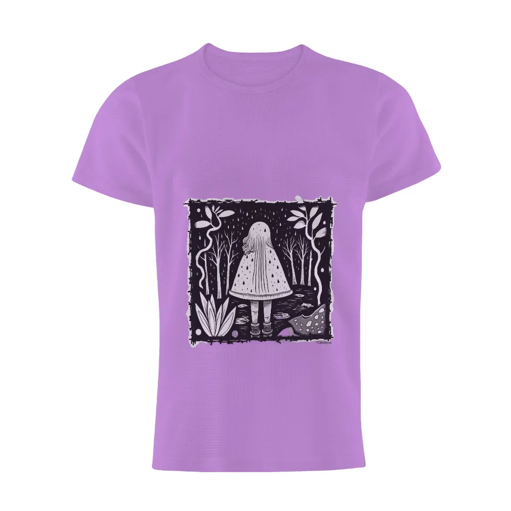 Graphic Tees: Elara's Rainy Journey - Artistic Nature Connection|t shirt painting on nature