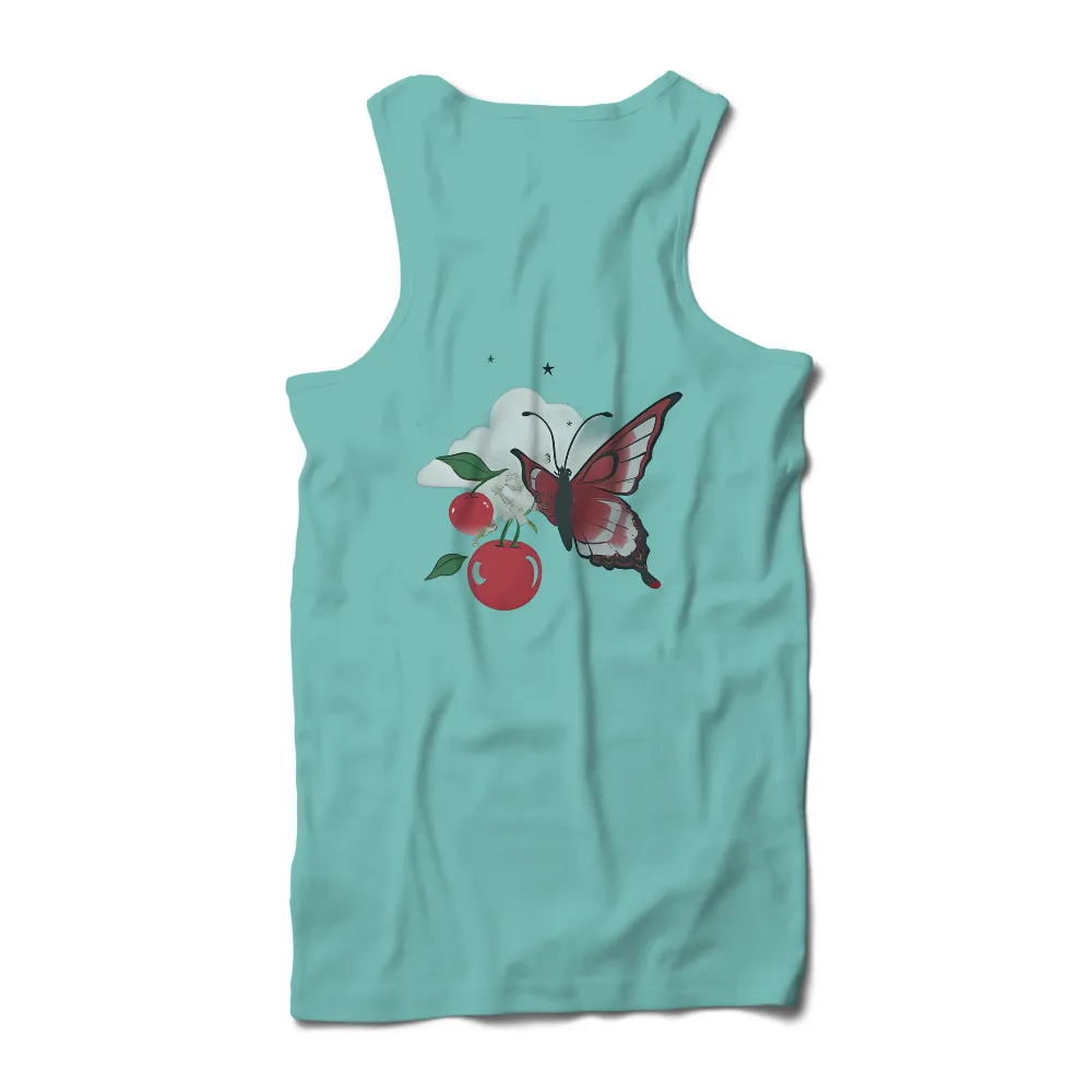 Shirts Graphic Tees: Scarlet Butterfly and Cherry Blossom - Artistic Designs|reflection t shirt butterfly