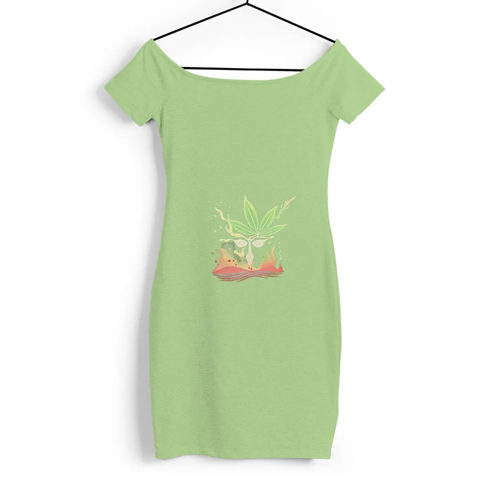 Tee Shirt Printing: Luna's Journey - Artistic Cannabis Leaf Design|stussy land art tee