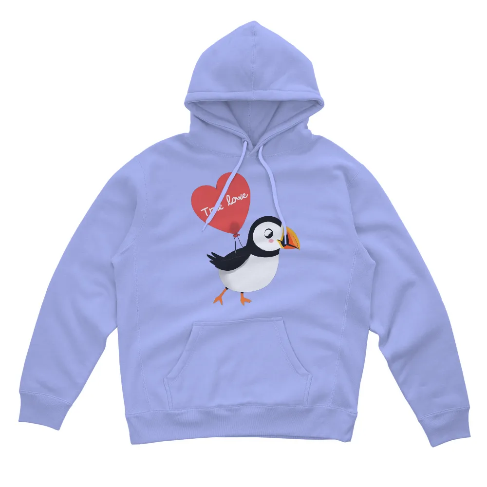 Shirts Graphic Tees: True Love Puffin with Heart Balloon|mlb logo shirt with heart