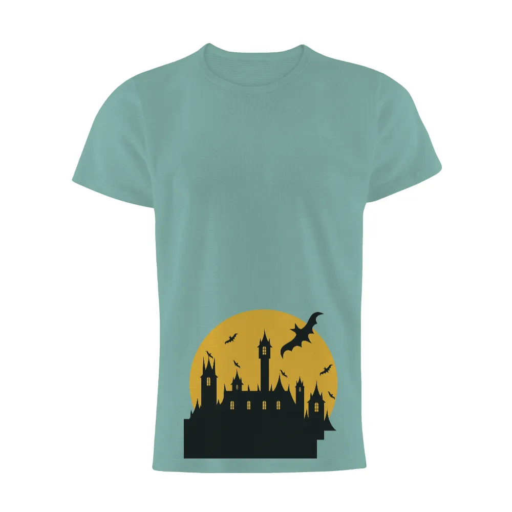 T-Shirts Custom: Spooky Castle Silhouette - Halloween Mystery|women target halloween shirts