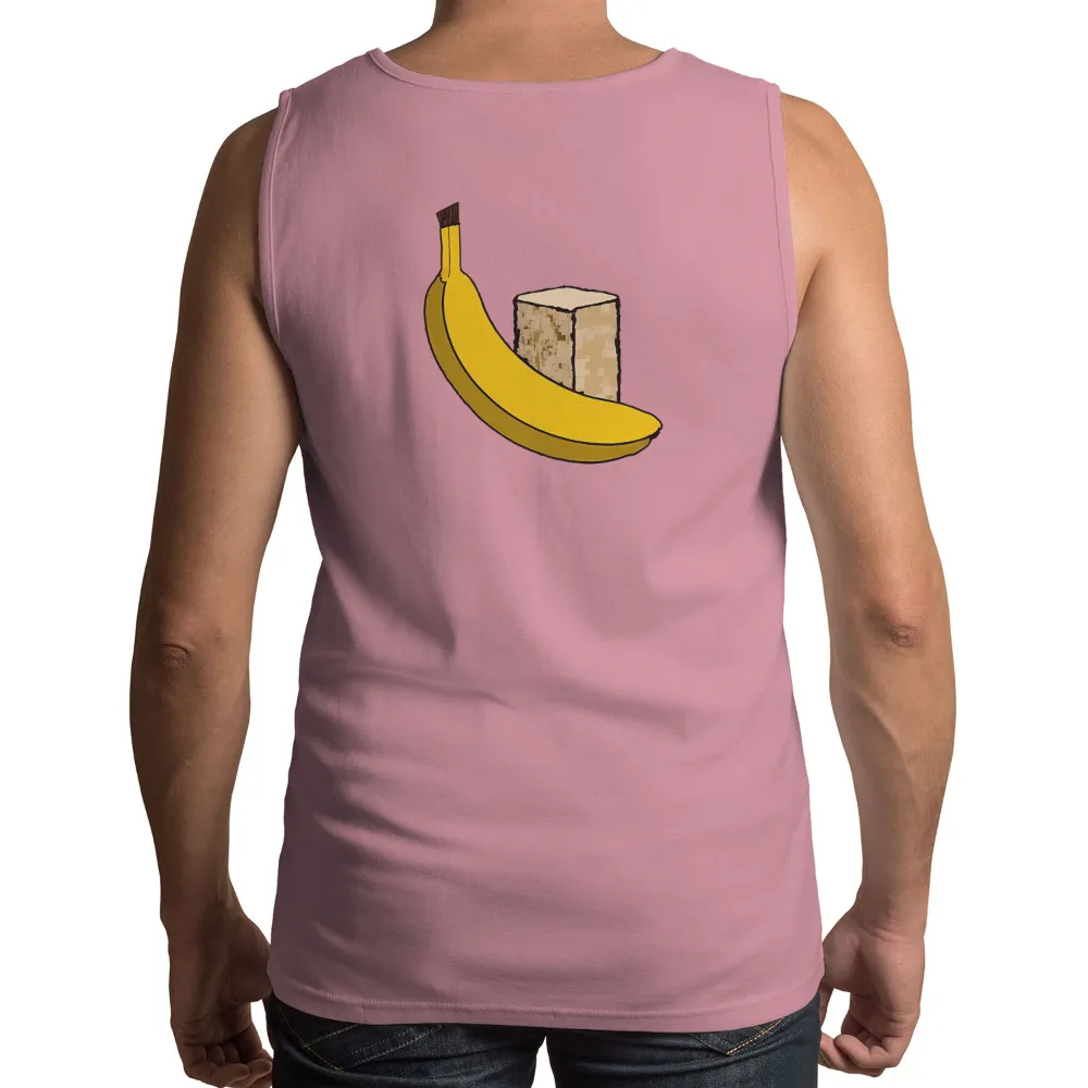 T-Shirts Pattern: Banana & Pixelated Cube - Modern Life Harmony|urban sun shirt