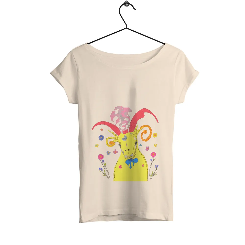 Whimsical Goat TShirt Design: A Blend of Fantasy and Nature|t shirt roblox elegant