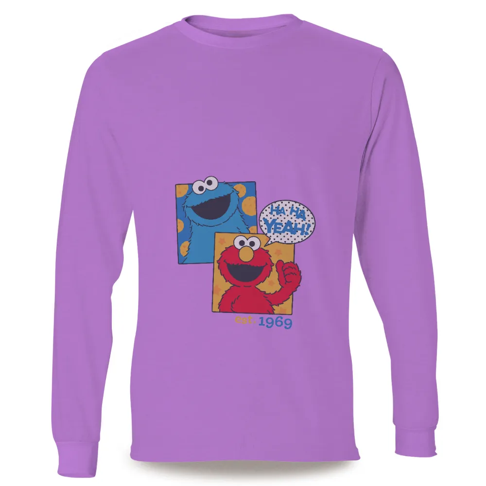 Shirts Graphic Tees: Sesame Street Laughter with Cookie Monster and Elmo|t and a vintage