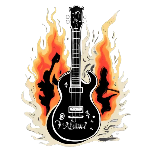 T-Shirts Design: Rock Music Flame Guitar