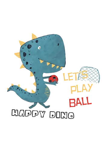 Tee Shirts Printed: Happy Dino Loves Soccer