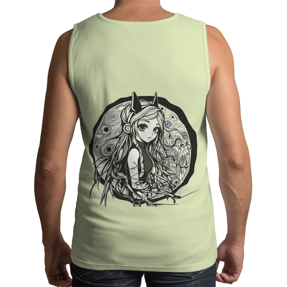 Custom Tee Shirts: Anime Girl in a Cyberpunk World|mlb evolution tee