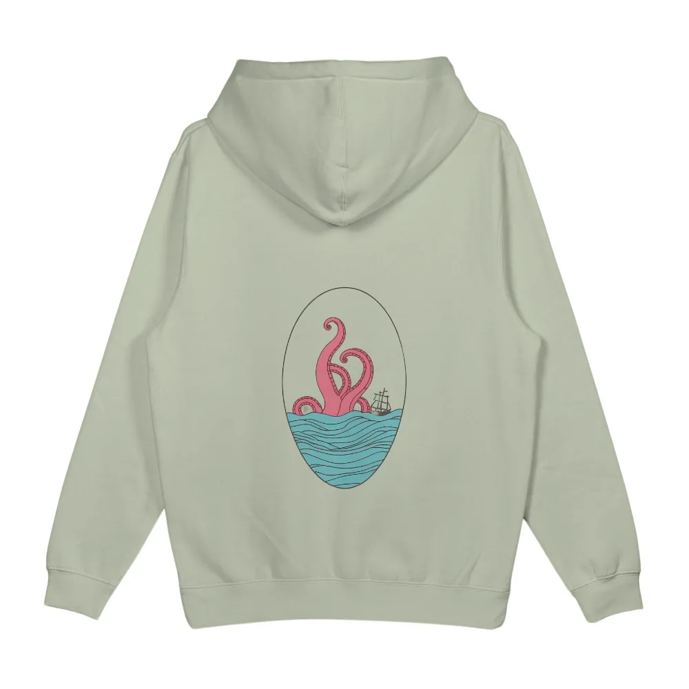 Shirts Graphic Tees: Mythical Sea Creature Adventure|Giant pink tentacle rising from the ocean