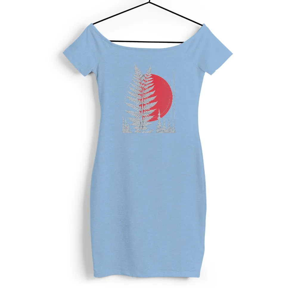 Custom Tee Shirts: Silver Fern Under the Red Moon| delicate branches