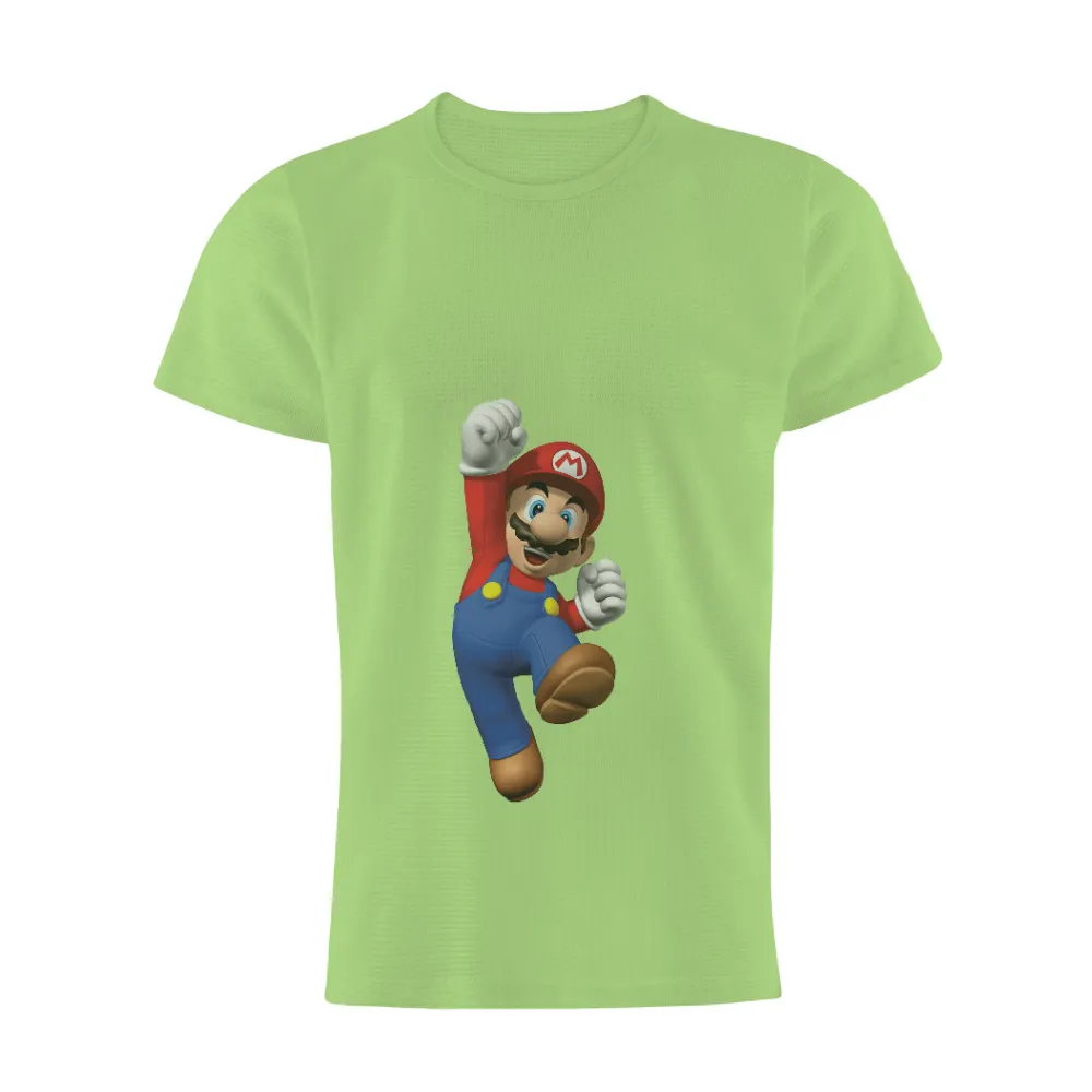 Custom Tee Shirts: Celebrate Mario's Adventure with Vibrant Colors and Dynamic Pose|custom made fathers day shirts