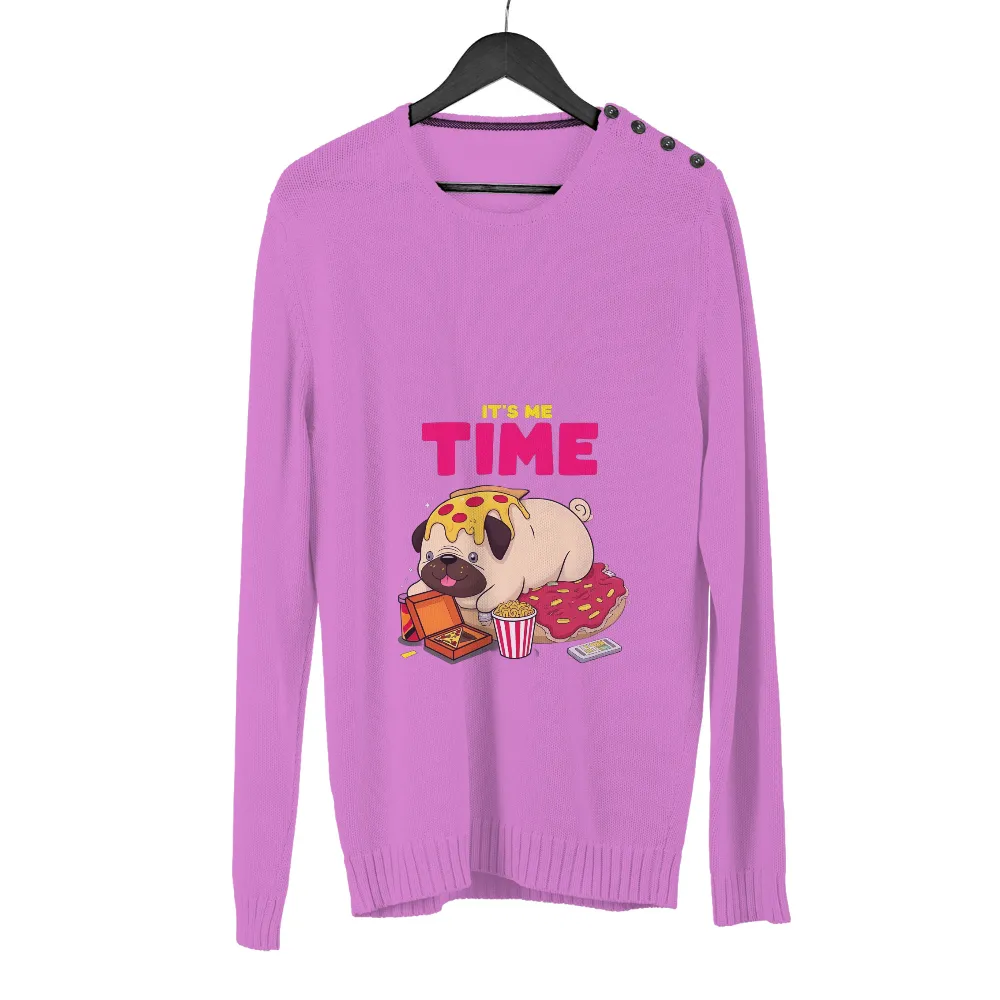 Custom T-Shirt Printing: It's Me Time with Pug and Pizza| Cup of popcorn