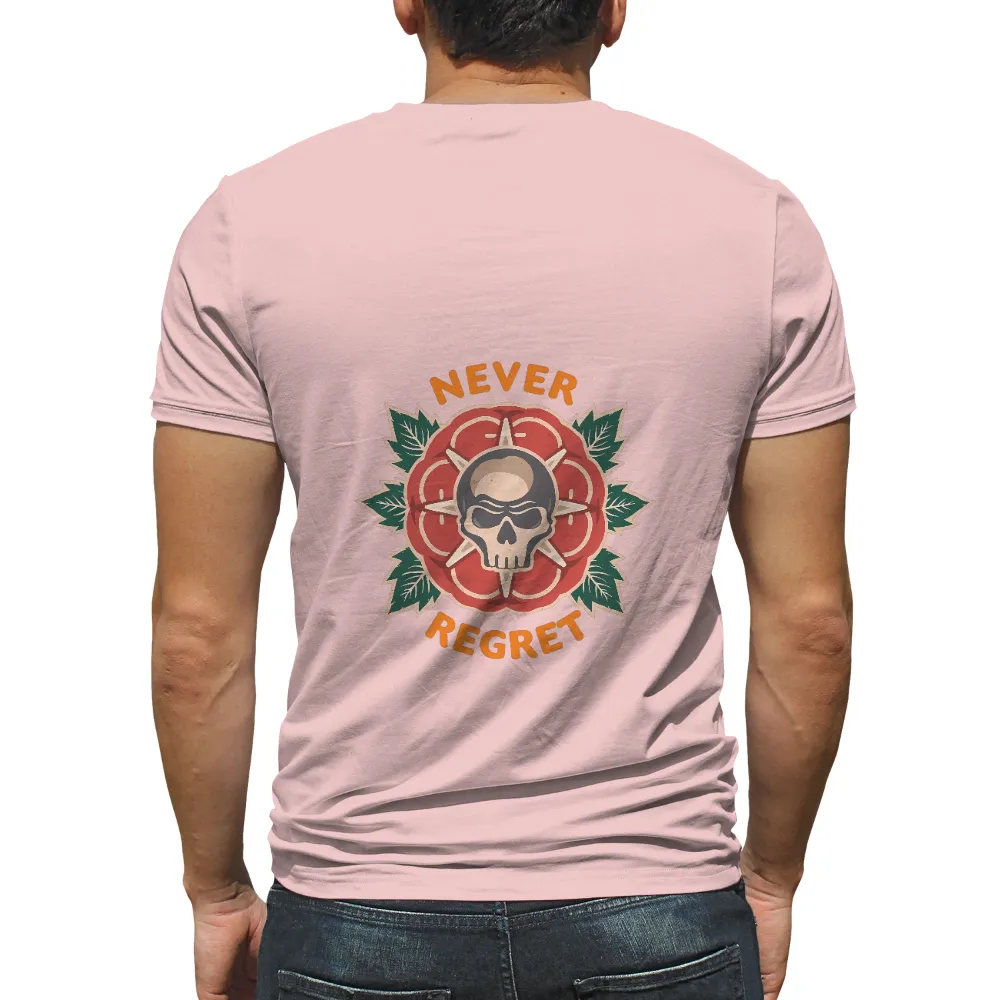 TShirt Printing: Never Regret - Skull and Rose Art Design|roblox skull t shirt