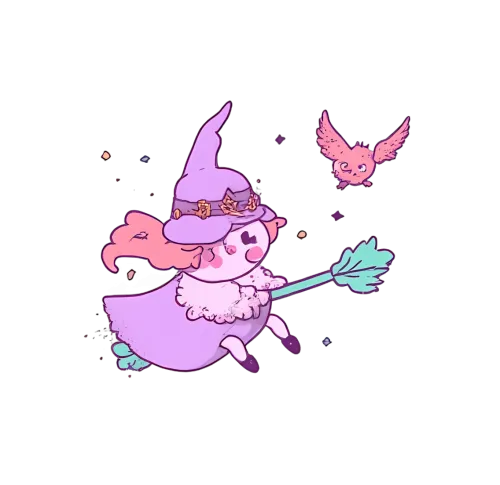 T-Shirts Design: Enchanting Witch and Owl Adventure