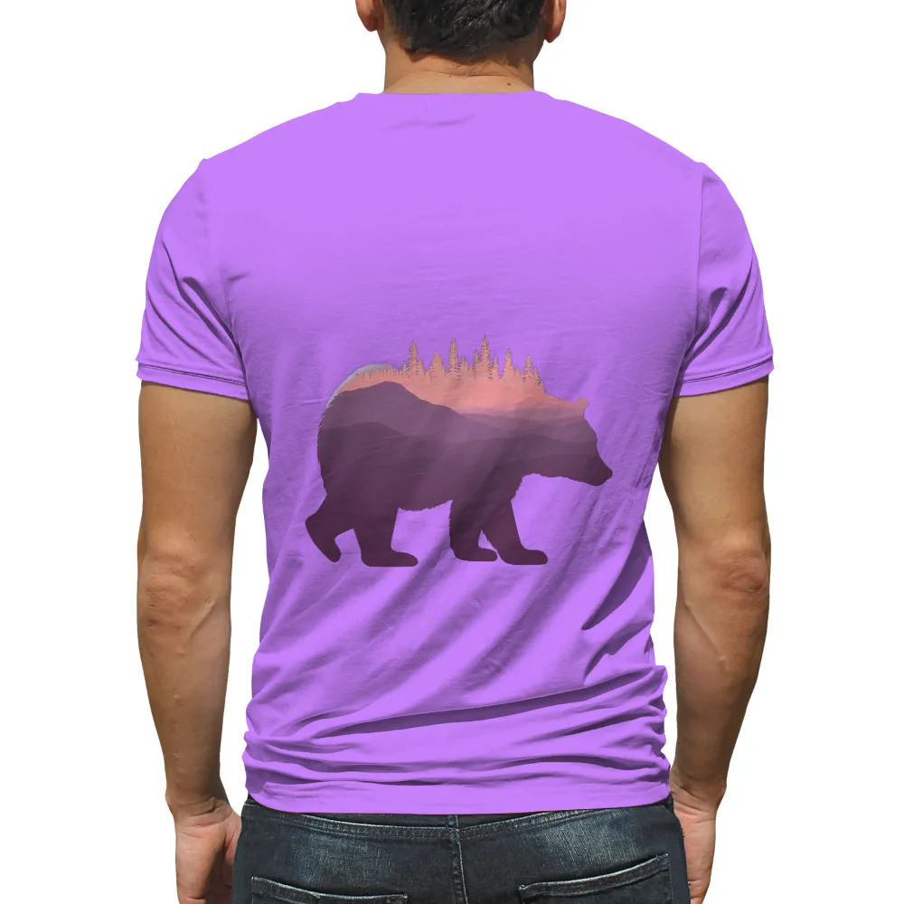 Graphic Tees: Bear Silhouette in Sunset Forest|animal crossing bear shirt