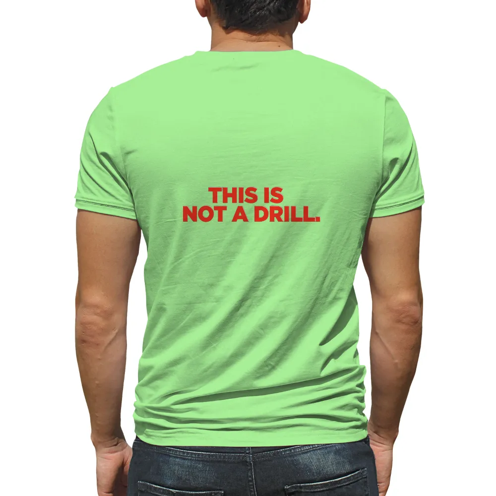 Tee Shirts Printed: THIS IS NOT A DRILL - Bold Red Text on Black Background|rafael devers red sox jersey