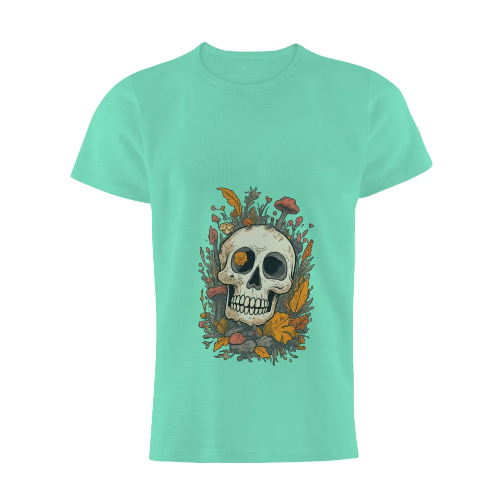 T-Shirt Printing: Nature's Cycle - Skull & Autumn Leaves|animal crossing skull tee