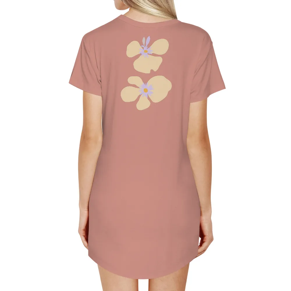 T-Shirts Pattern: Whimsical Daisy Abstract Design|floral print knot hem butterfly sleeve top with shorts