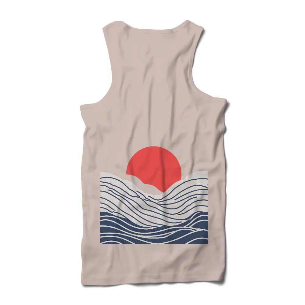 Tee Shirt Printing: Sunset Waves - Embrace Tranquility and Reflection| Flowing lines representing waves