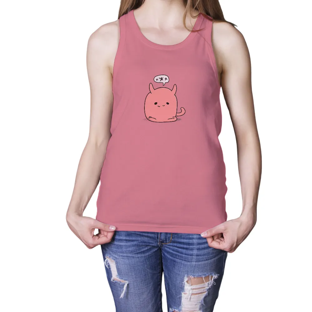 T-Shirt Printing: Joyful Pink Creature with Stars and Exclamations|pink t shirt in roblox