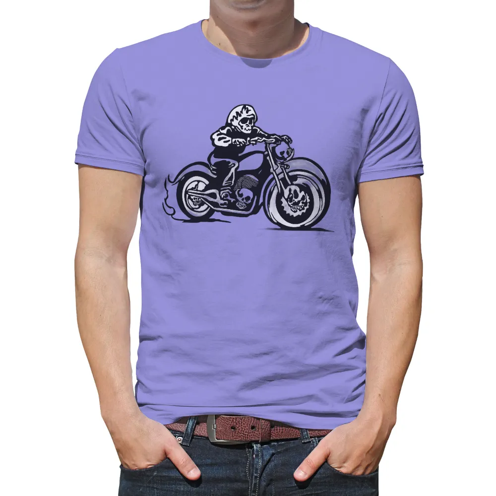 T-Shirts Pattern: Skeletal Biker Riding a Custom Chopper|playboy night out camp shirt