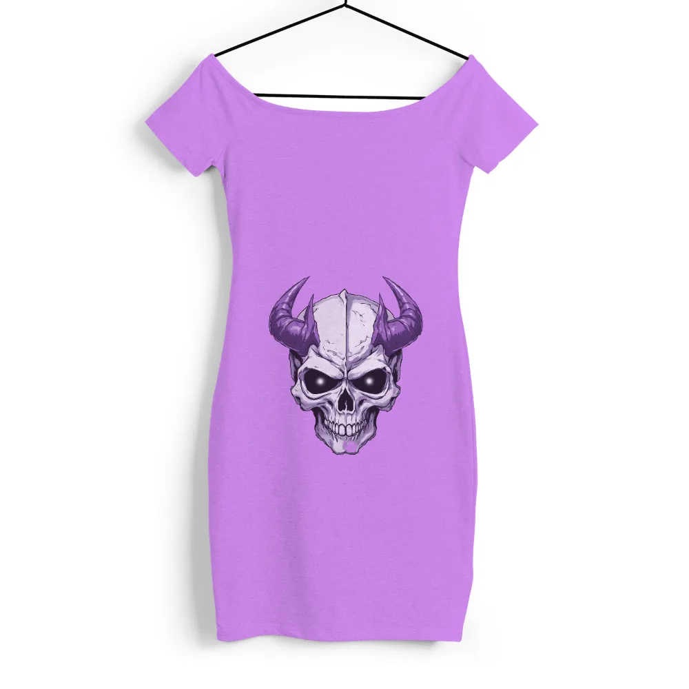 Custom T-Shirt Printing: Embrace the Dark Power with Purple Horned Skull| ancient secrets guardian