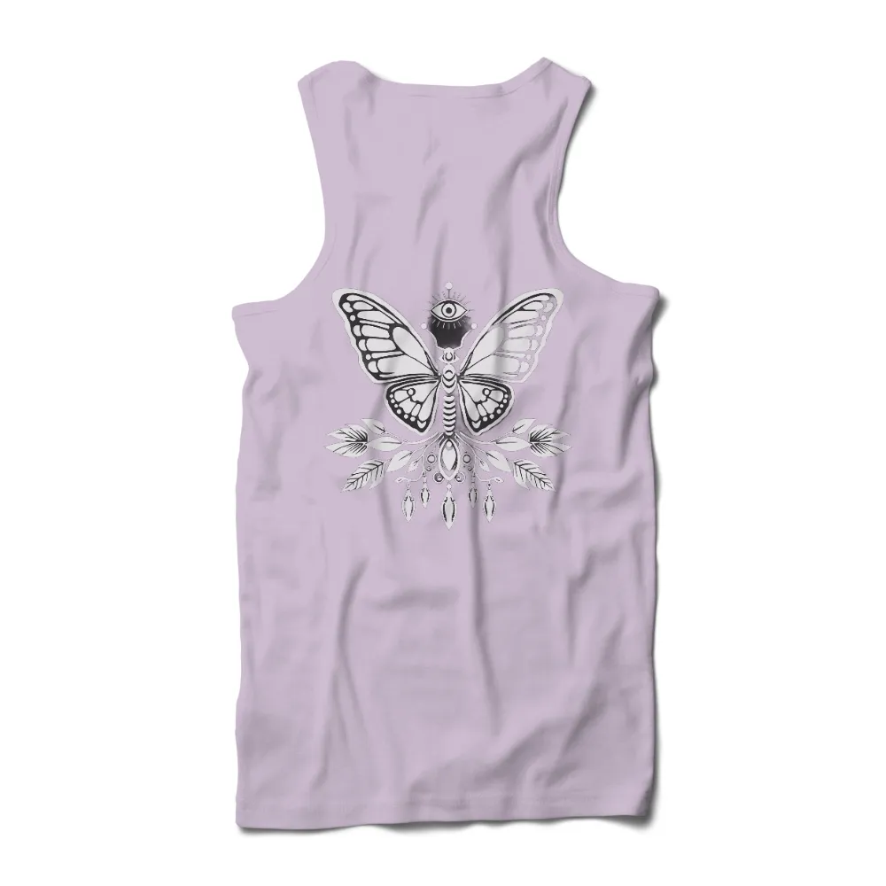 Custom Tee Shirts: Mystical Butterfly - Artistic T-Shirts | Symbolism & Nature| Black and white butterfly illustration