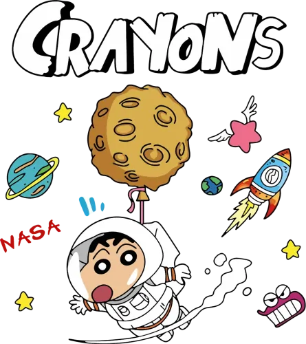 T-Shirt Printing: Crayon's Cosmic Adventure - Explore the Universe with Crayons