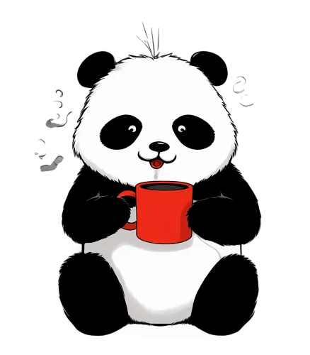 Graphic Tees: Pandy's Morning Coffee - Cute Panda Design