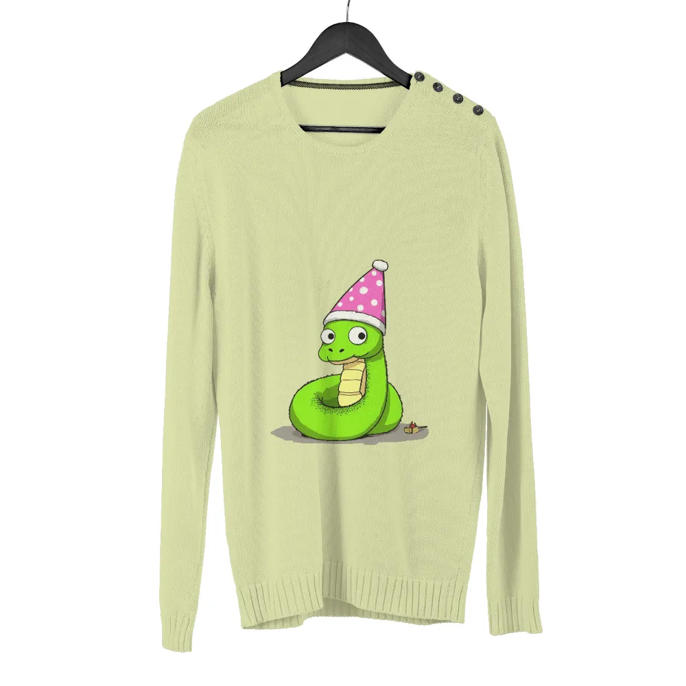 Customized Tee Shirts: Celebrate Life with Sammy the Snake| Party hat on a snake