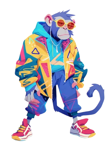 Monkey with Headphones - 90's monkey shirt