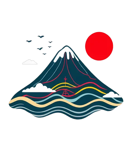 Tee Shirt Printing: Mount Fuji and the Red Sun - Artistic T-Shirts