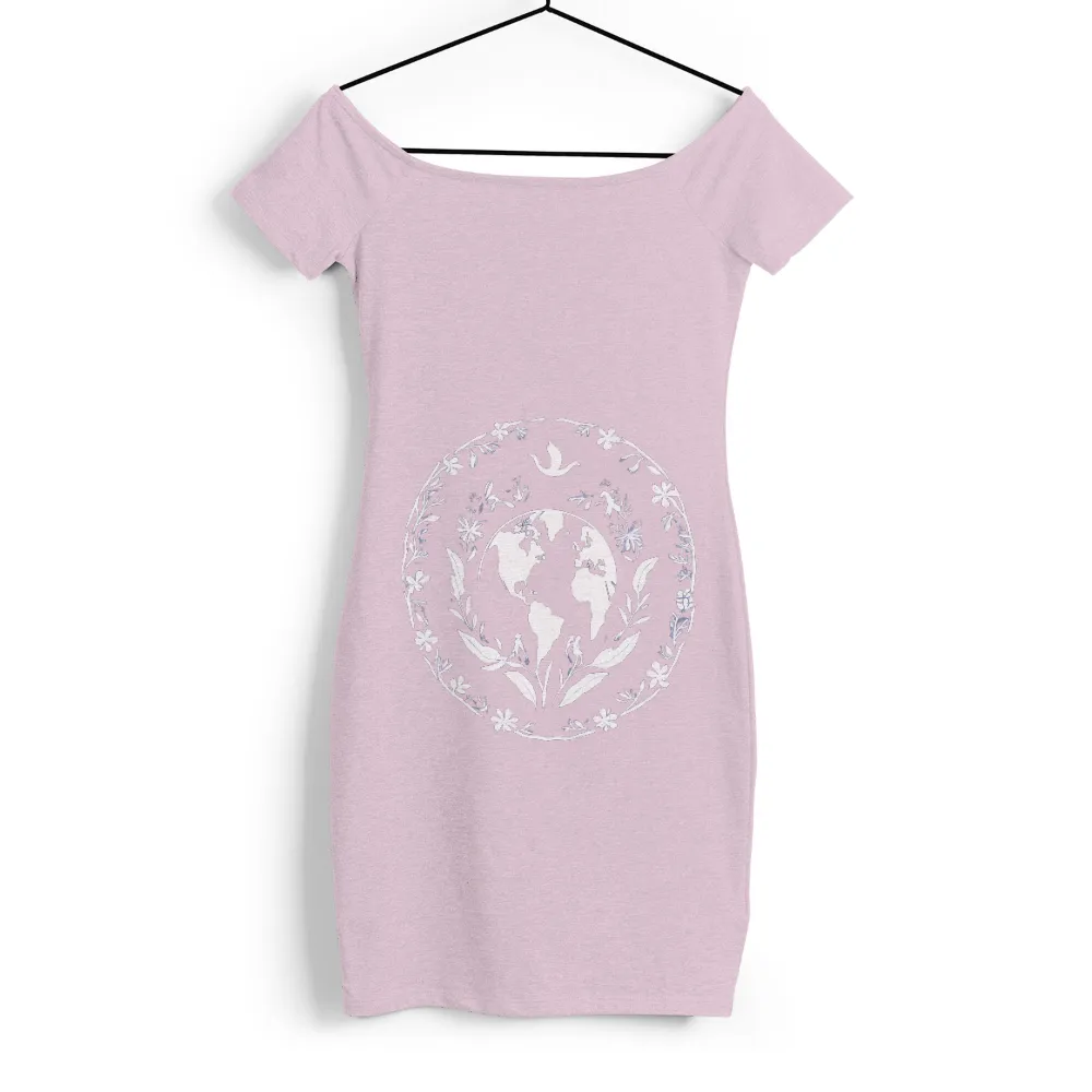 T-Shirts Pattern: Globe with Flowers and Leaves - Unity and Environmental Responsibility|earth day t shirt target