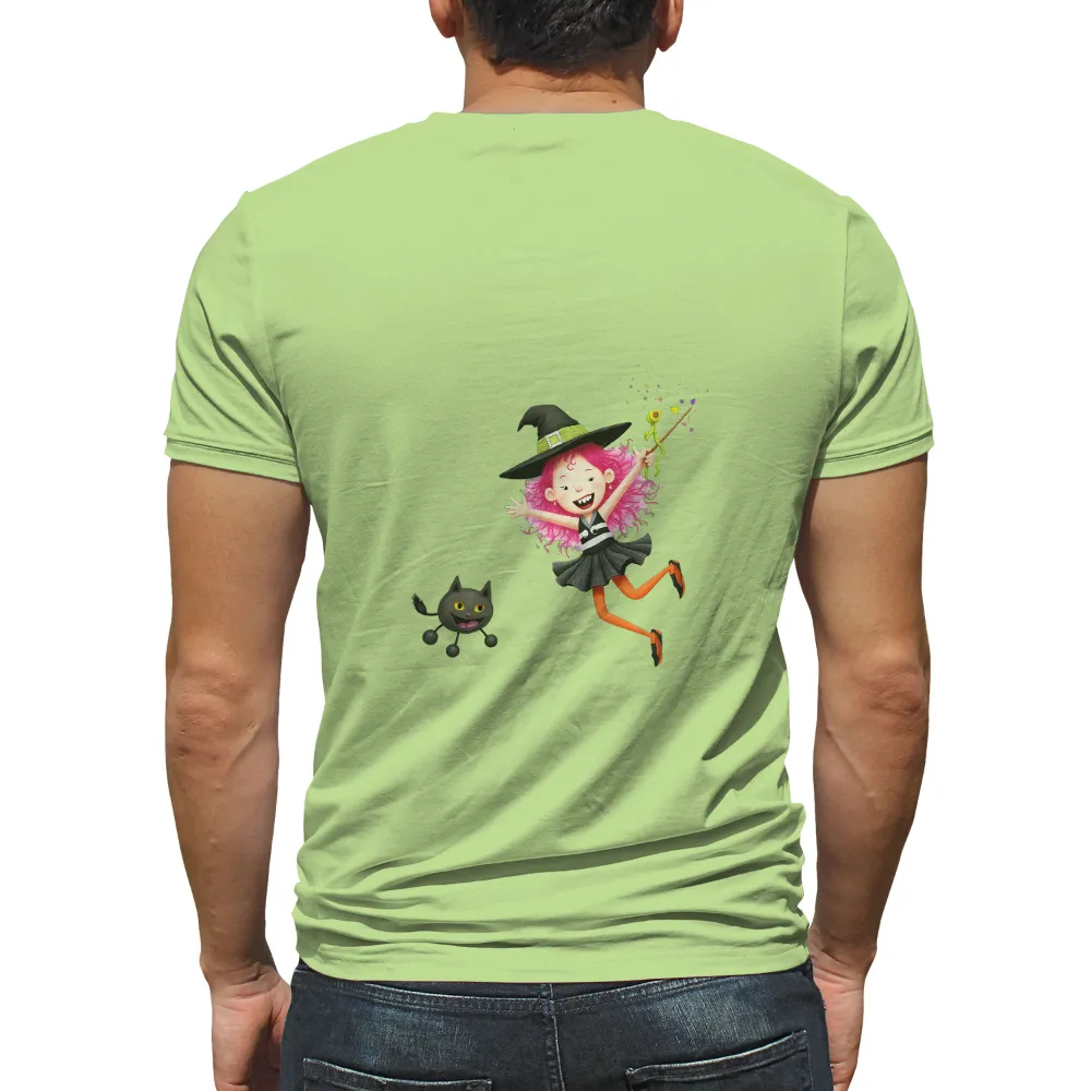 Custom Tee Shirts: Enchanted Witch | Halloween Magic & Joy| black cat