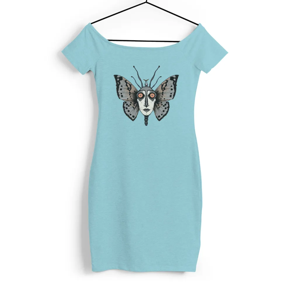 Graphic Tees: Butterfly Wings with a Mysterious Face|blue butterfly print longline shirt