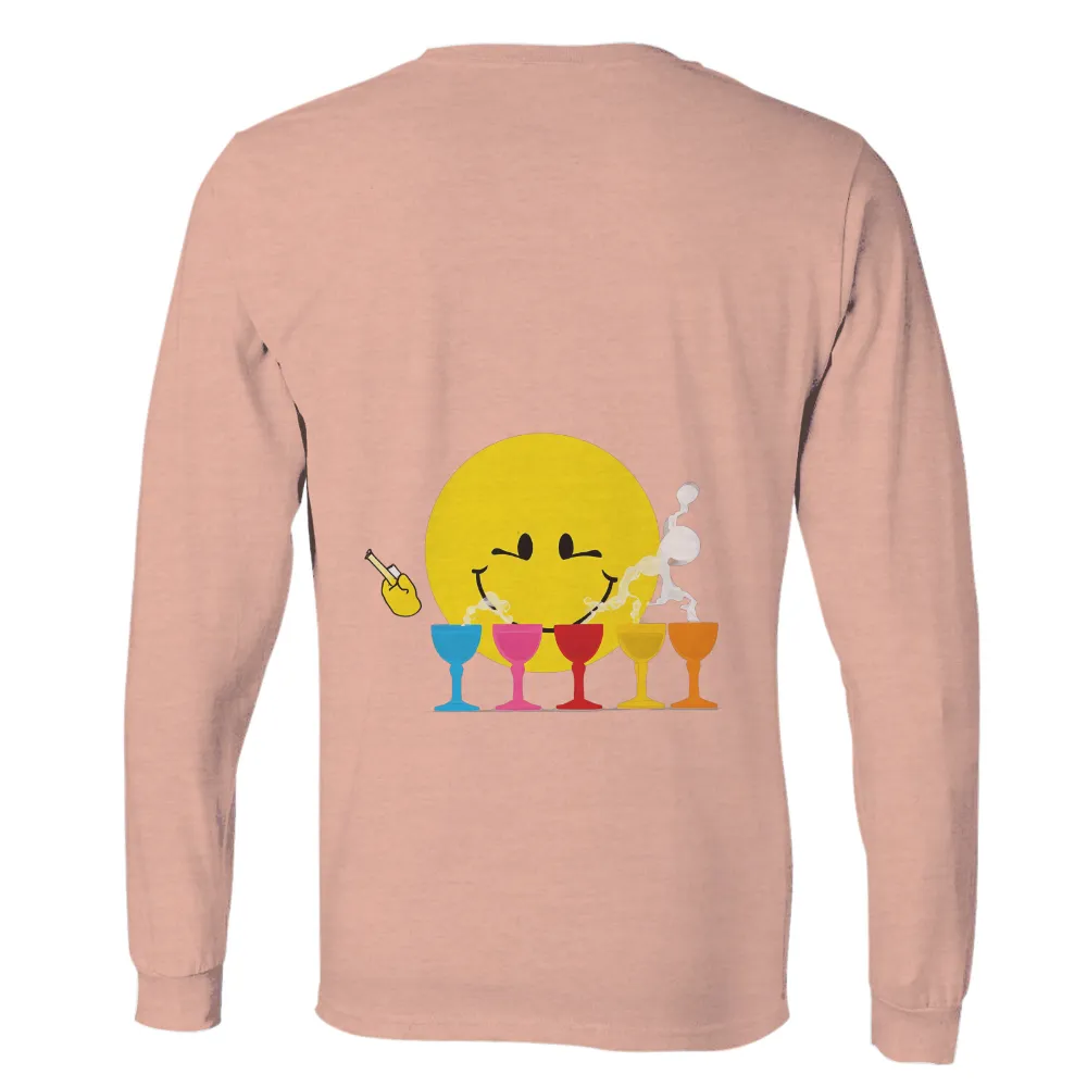 Customized Tee Shirts: Cheerful Smiley Face with Cocktail Glasses|comfort colors 4th of july shirt