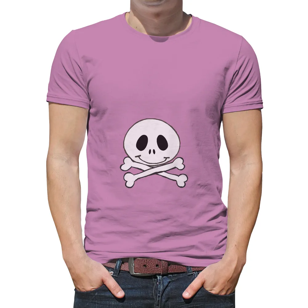 Shirts Graphic Tees: Skully's Playful Adventure with Crossed Bones|men bud light shirt