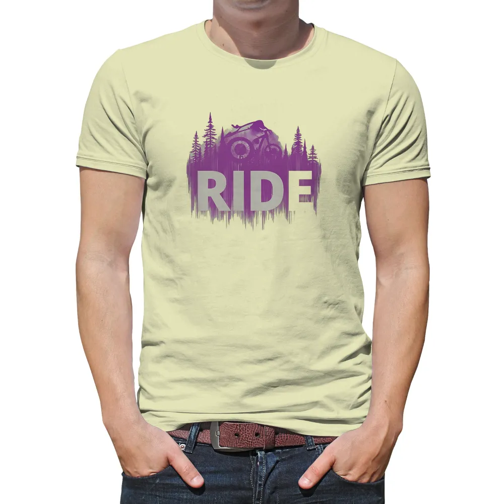 Custom T-Shirt Printing: Embrace the Thrill of Mountain Biking| vibrant purple background