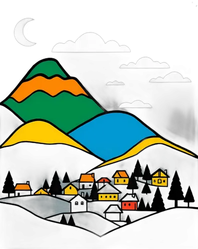 Mountain Village Night Scene T-Shirt Printing | Artistic Designs